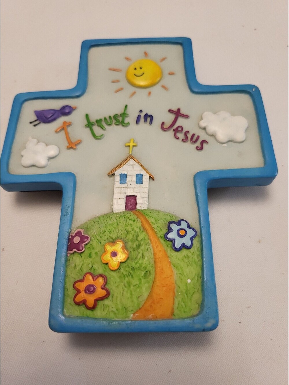 Decorative Cross 5"x4" with 'I Trust in Jesus' Design